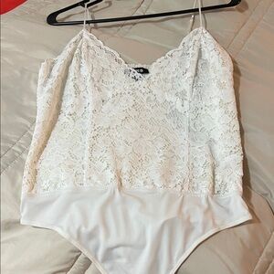 Express White Lace Bodysuit nwot